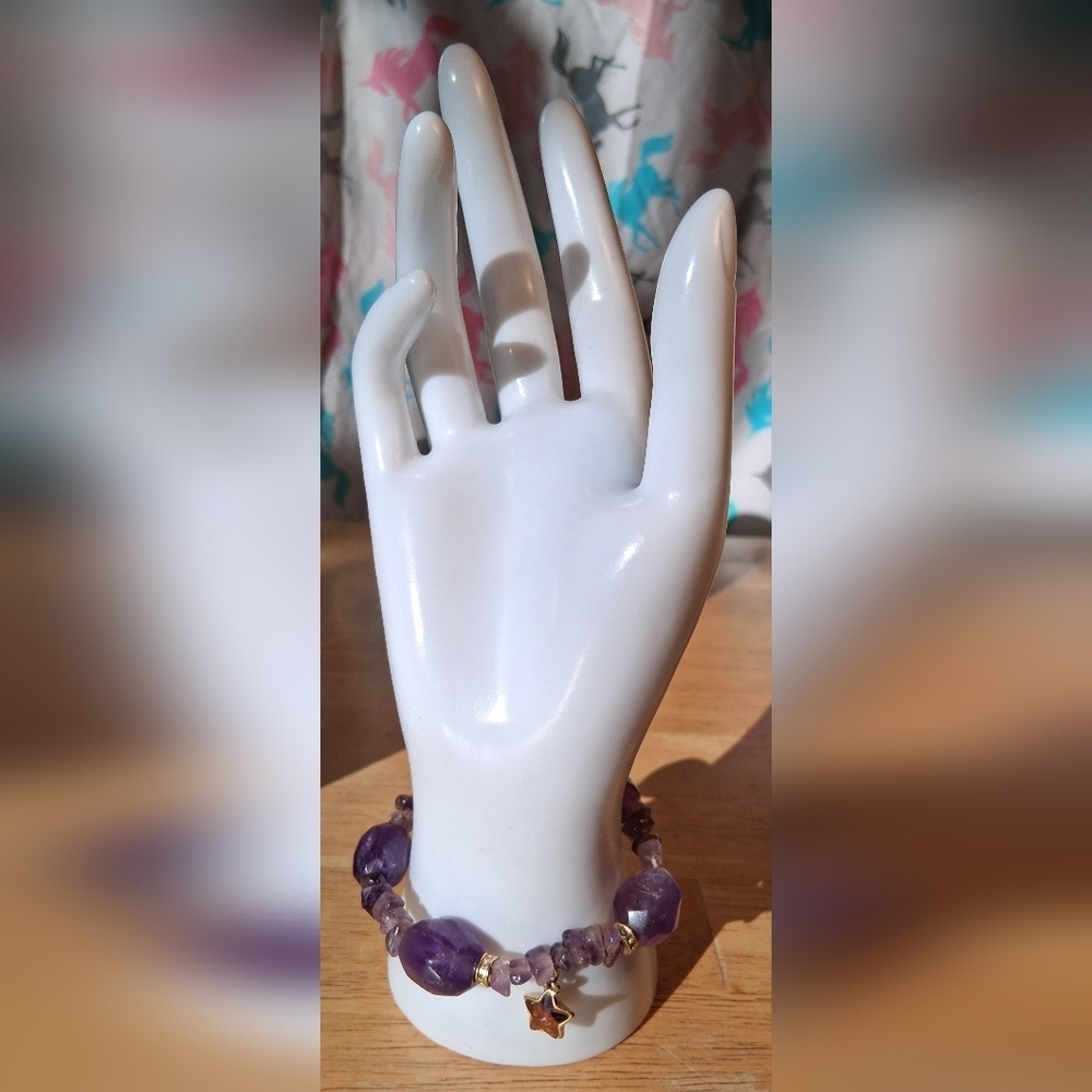 EUC Vintage Kirks Folly Amethyst Chunk & Chip February Birthstone Jewelry Set - Picture 3 of 7